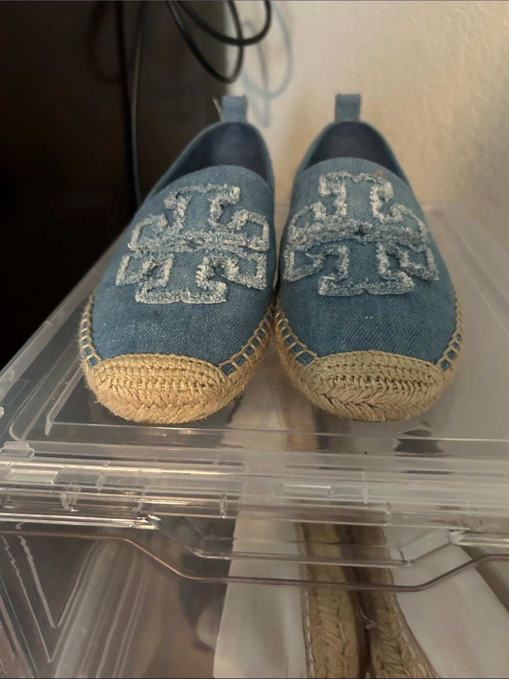 Tory Burch Blue Denim Espadrille Flats